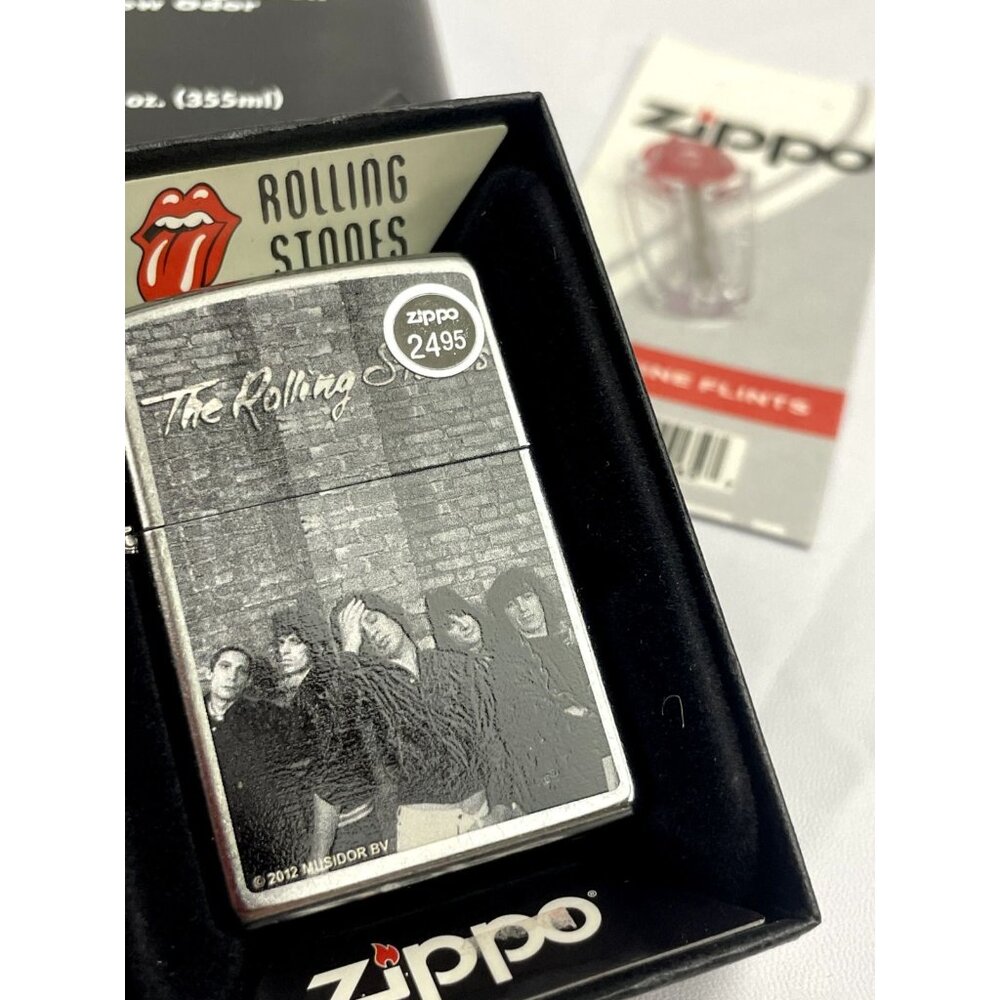 Zippo Lighter pack The Rolling Stones group photo zippo Genuine 1 wick 6 flints